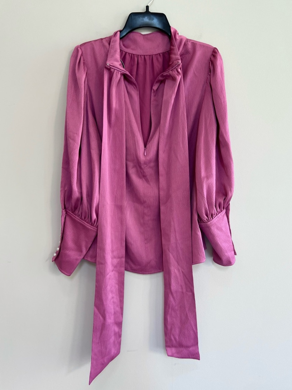 Crosby by Mollie Burch NWT Josephine Bow Long Sleeve Blouse, Camelia Pink, sz S - Picture 5 of 15